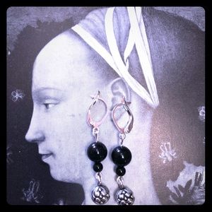 Onyx Dangle Leverback Earrings